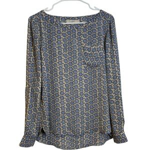 LOFT Printed Popover Blouse Small